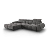 Alyse 5-Sitzer Ecksofa Links, elektrisch verstellbar, mit Bezug aus Samt (Bluvel 13) in Hellgrau, 295x188 cm – Bild 1