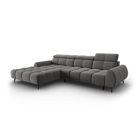 Alyse 5-Sitzer Ecksofa Links, elektrisch verstellbar, mit Bezug aus Samt (Bluvel 13) in Hellgrau, 295x188 cm – Bild 1