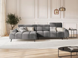 Alyse 5-Sitzer Ecksofa Links, elektrisch verstellbar, mit Bezug aus Samt (Bluvel 13) in Hellgrau, 295x188 cm – Bild 2