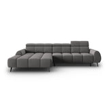 Alyse 5-Sitzer Ecksofa Links, elektrisch verstellbar, mit Bezug aus Samt (Bluvel 13) in Hellgrau, 295x188 cm – Bild 4