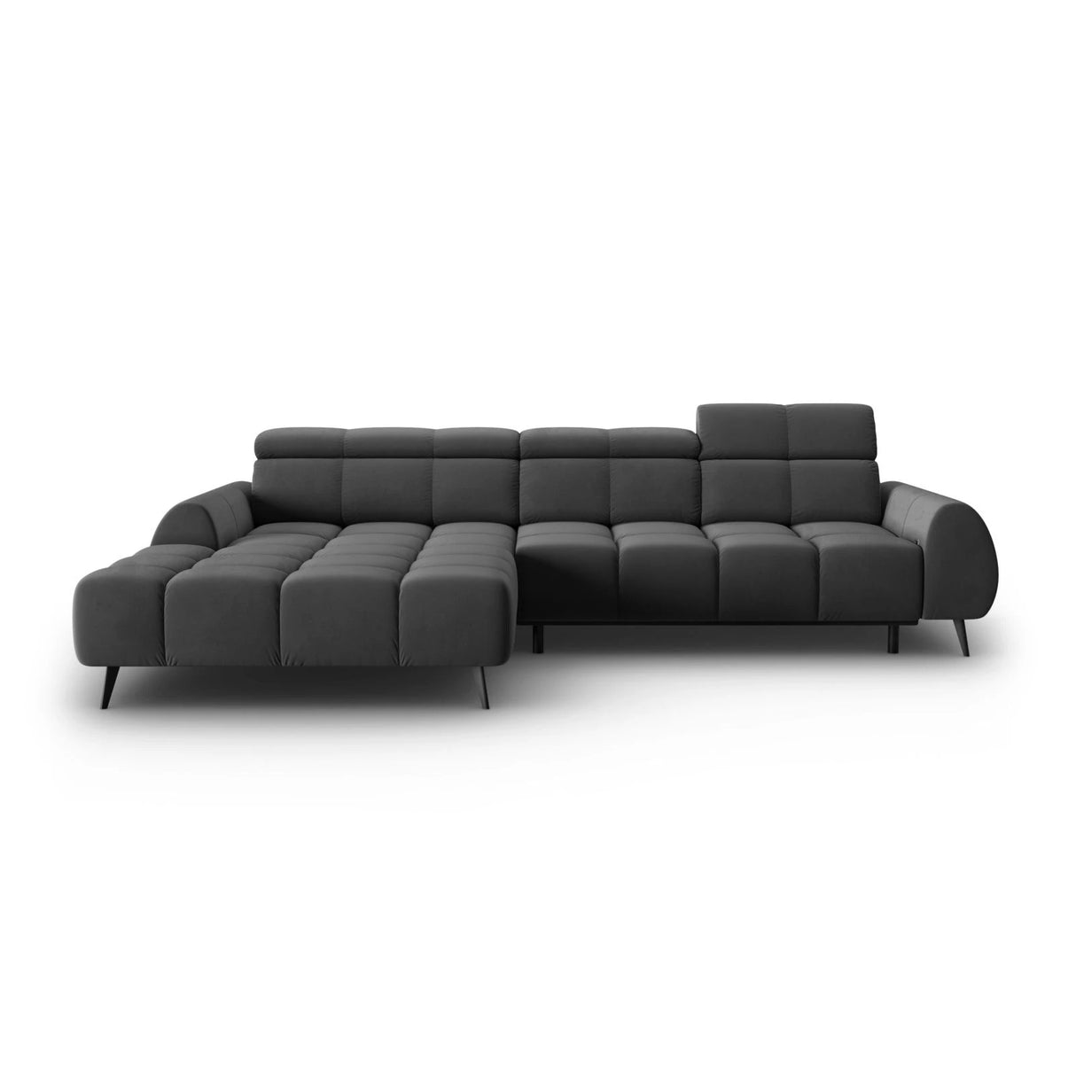 Alyse 5-Sitzer Ecksofa Links, elektrisch verstellbar, mit Bezug aus Samt (Bluvel 14) in Grau, 295x188 cm – Bild 4