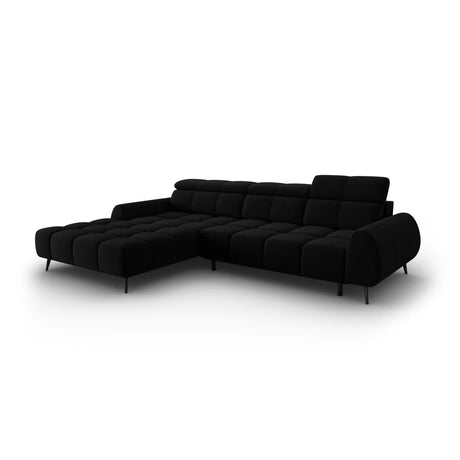 Alyse 5-Sitzer Ecksofa Links, elektrisch verstellbar, mit Bezug aus Samt (Bluvel 19) in Schwarz, 295x188 cm – Bild 1