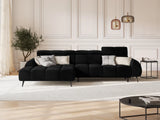 Alyse 5-Sitzer Ecksofa Links, elektrisch verstellbar, mit Bezug aus Samt (Bluvel 19) in Schwarz, 295x188 cm – Bild 2