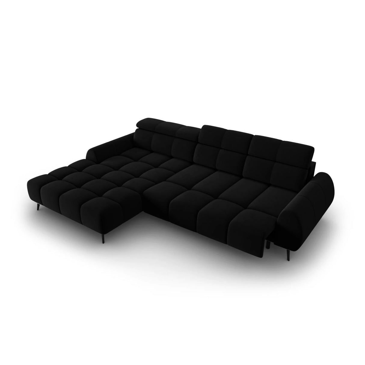 Alyse 5-Sitzer Ecksofa Links, elektrisch verstellbar, mit Bezug aus Samt (Bluvel 19) in Schwarz, 295x188 cm – Bild 7