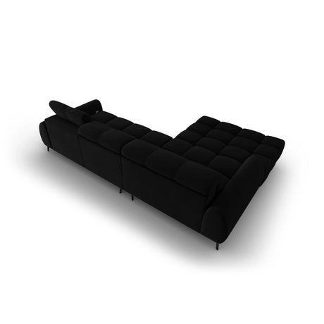 Alyse 5-Sitzer Ecksofa Links, elektrisch verstellbar, mit Bezug aus Samt (Bluvel 19) in Schwarz, 295x188 cm – Bild 8