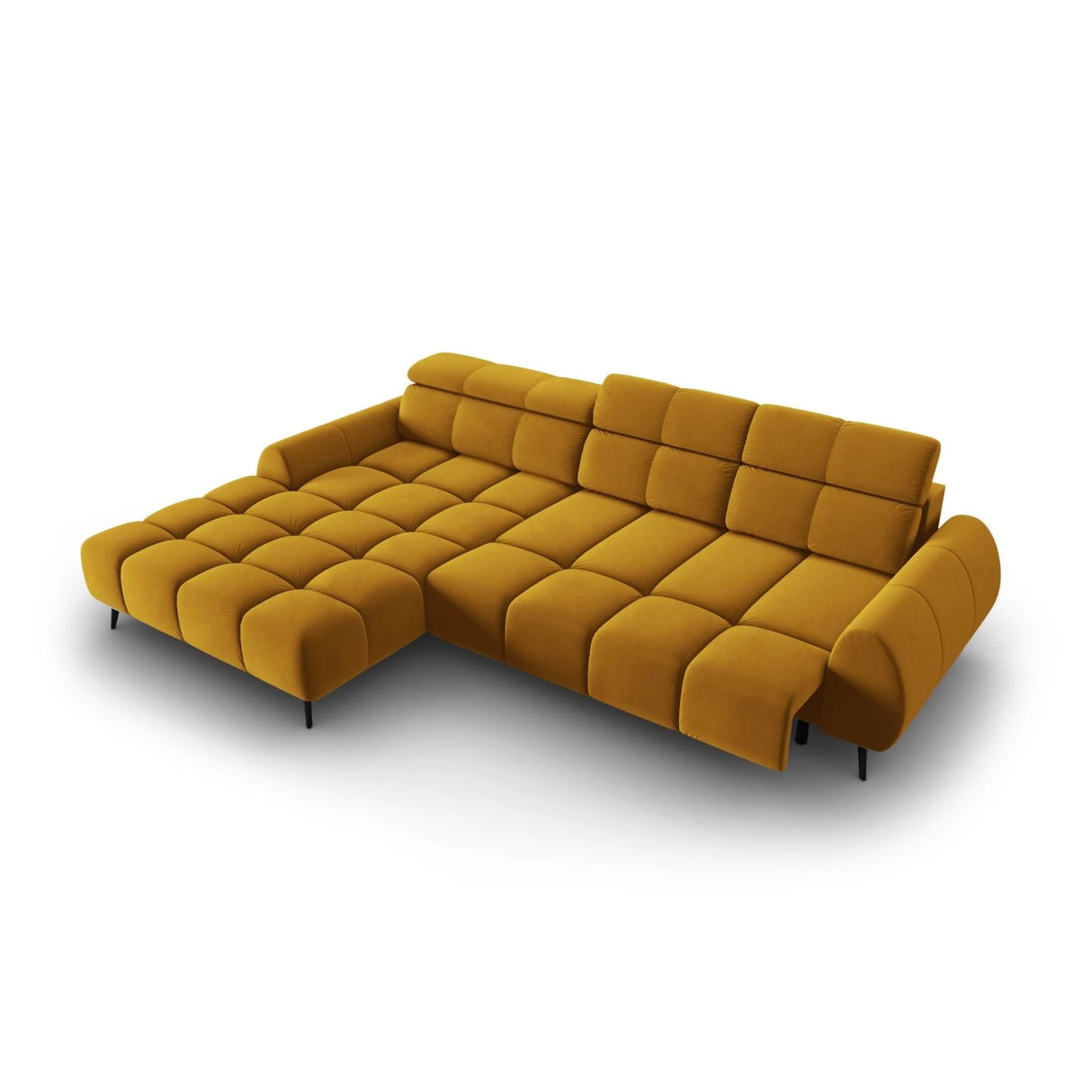 Alyse 5-Sitzer Ecksofa Links, elektrisch verstellbar, mit Bezug aus Samt (Bluvel 68) in Gelb, 295x188 cm – Bild 7