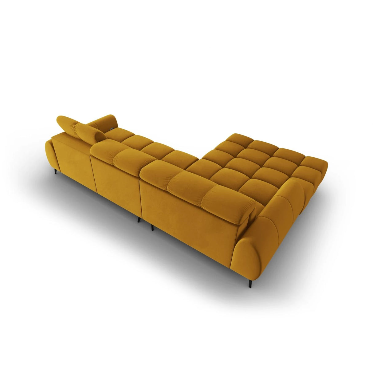 Alyse 5-Sitzer Ecksofa Links, elektrisch verstellbar, mit Bezug aus Samt (Bluvel 68) in Gelb, 295x188 cm – Bild 8