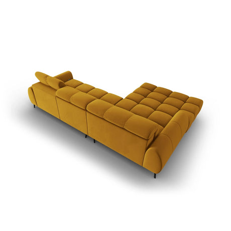 Alyse 5-Sitzer Ecksofa Links, elektrisch verstellbar, mit Bezug aus Samt (Bluvel 68) in Gelb, 295x188 cm – Bild 8