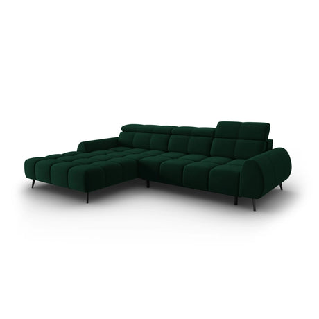 Alyse 5-Sitzer Ecksofa Links, elektrisch verstellbar, mit Bezug aus Samt (Bluvel 78) in Flaschengrün, 295x188 cm – Bild 1