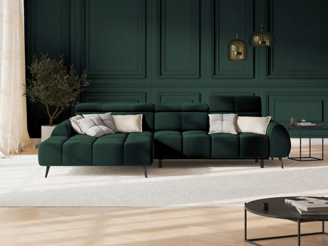 Alyse 5-Sitzer Ecksofa Links, elektrisch verstellbar, mit Bezug aus Samt (Bluvel 78) in Flaschengrün, 295x188 cm – Bild 2