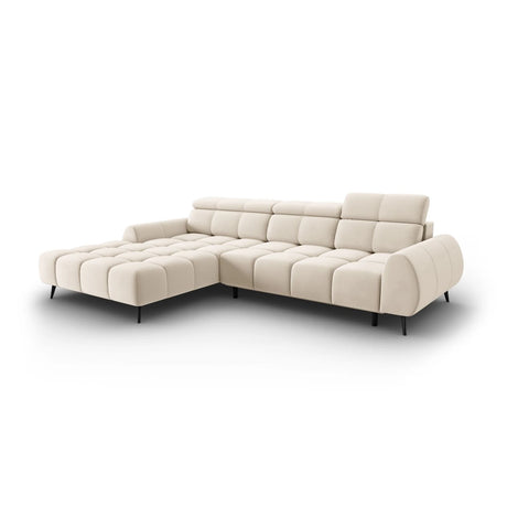Alyse 5-Sitzer Ecksofa Links, elektrisch verstellbar, mit Bezug aus Samt oder Strukturstoff, 295x188 cm – Bild 1