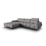 Alyse 5-Sitzer Ecksofa Links, elektrisch verstellbar, mit Bezug aus Strukturierter Stoff (Nea 07) in Hellgrau, 295x188 cm – Bild 1