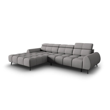 Alyse 5-Sitzer Ecksofa Links, elektrisch verstellbar, mit Bezug aus Strukturierter Stoff (Nea 07) in Hellgrau, 295x188 cm – Bild 1
