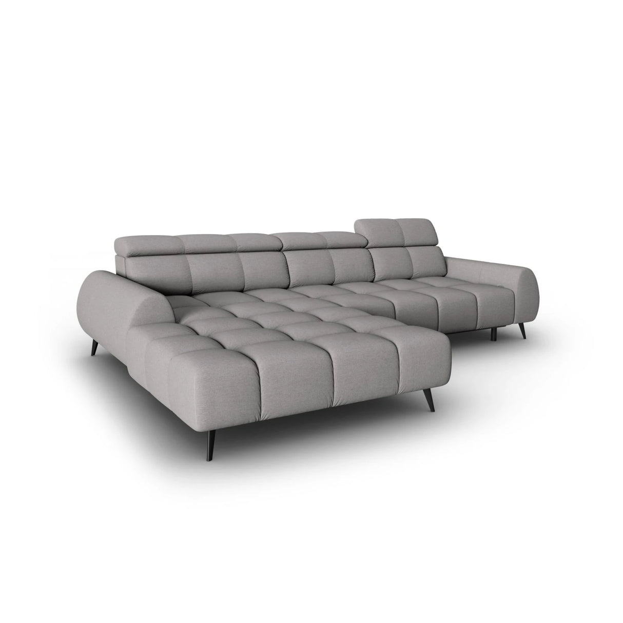 Alyse 5-Sitzer Ecksofa Links, elektrisch verstellbar, mit Bezug aus Strukturierter Stoff (Nea 07) in Hellgrau, 295x188 cm – Bild 5