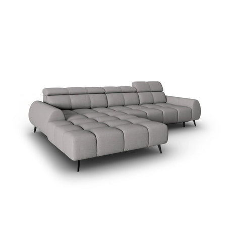 Alyse 5-Sitzer Ecksofa Links, elektrisch verstellbar, mit Bezug aus Strukturierter Stoff (Nea 07) in Hellgrau, 295x188 cm – Bild 5