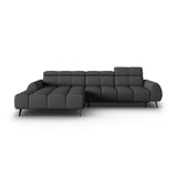 Alyse 5-Sitzer Ecksofa Links, elektrisch verstellbar, mit Bezug aus Strukturierter Stoff (Nea 16) in Dunkelgrau, 295x188 cm – Bild 4