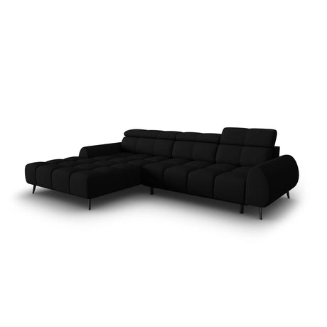 Alyse 5-Sitzer Ecksofa Links, elektrisch verstellbar, mit Bezug aus Strukturierter Stoff (Nea 19) in Schwarz, 295x188 cm – Bild 1