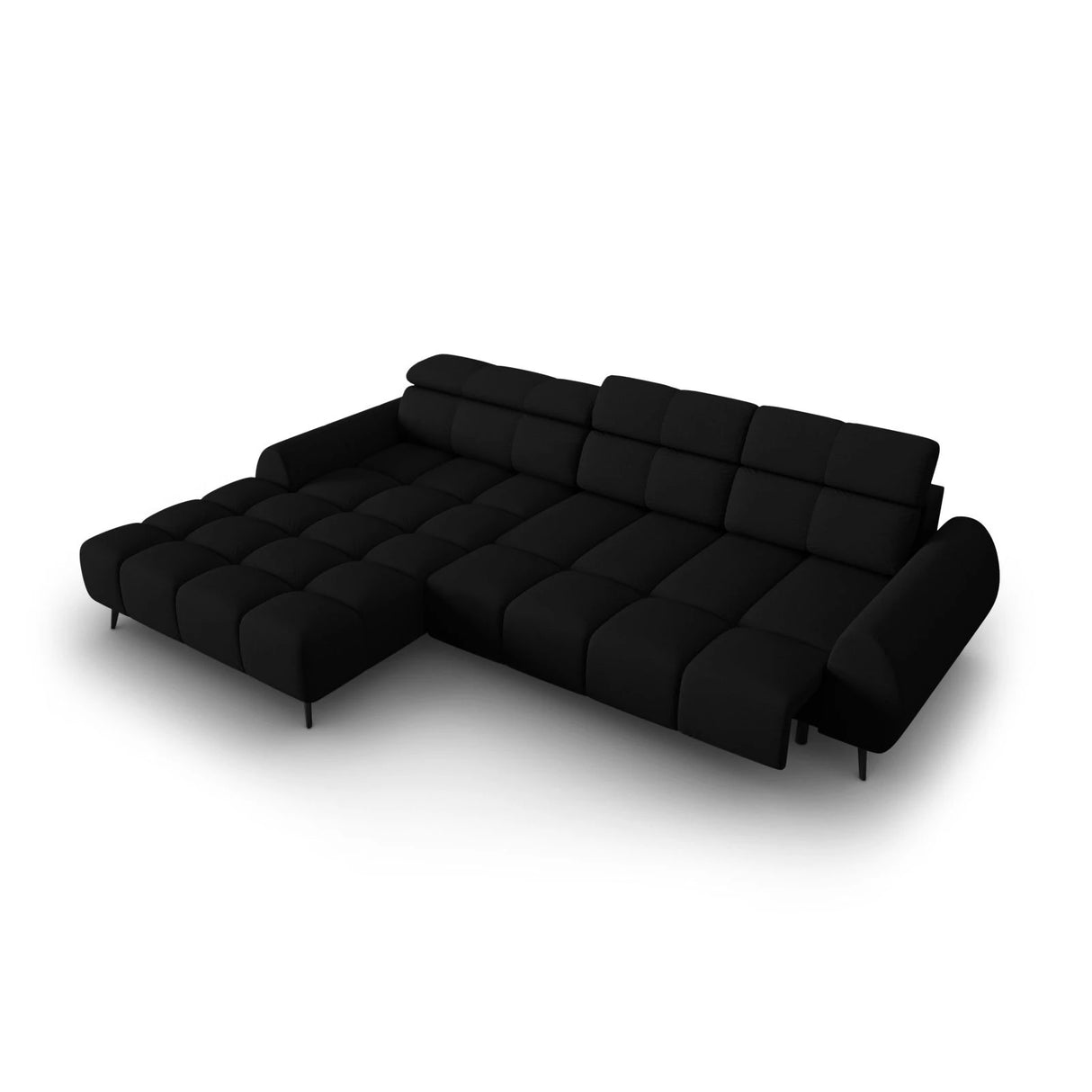 Alyse 5-Sitzer Ecksofa Links, elektrisch verstellbar, mit Bezug aus Strukturierter Stoff (Nea 19) in Schwarz, 295x188 cm – Bild 7