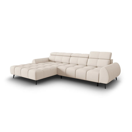 Alyse 5-Sitzer Ecksofa Links, elektrisch verstellbar, mit Bezug aus Strukturierter Stoff (Nea 23) in Leichtes Beige, 295x188 cm – Bild 1
