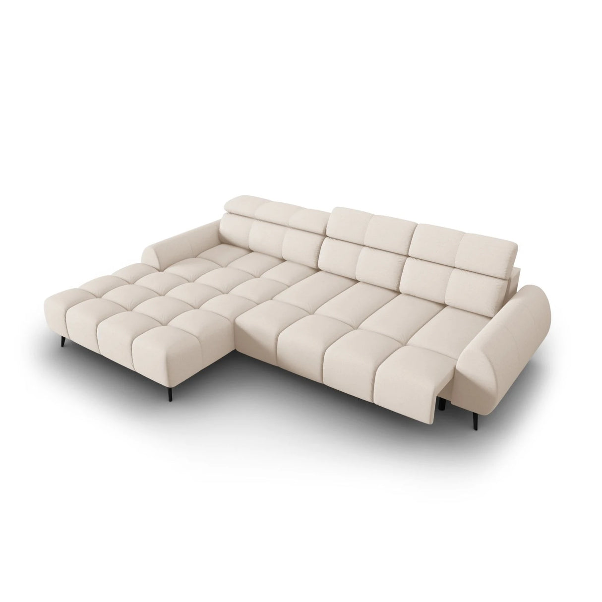 Alyse 5-Sitzer Ecksofa Links, elektrisch verstellbar, mit Bezug aus Strukturierter Stoff (Nea 23) in Leichtes Beige, 295x188 cm – Bild 7