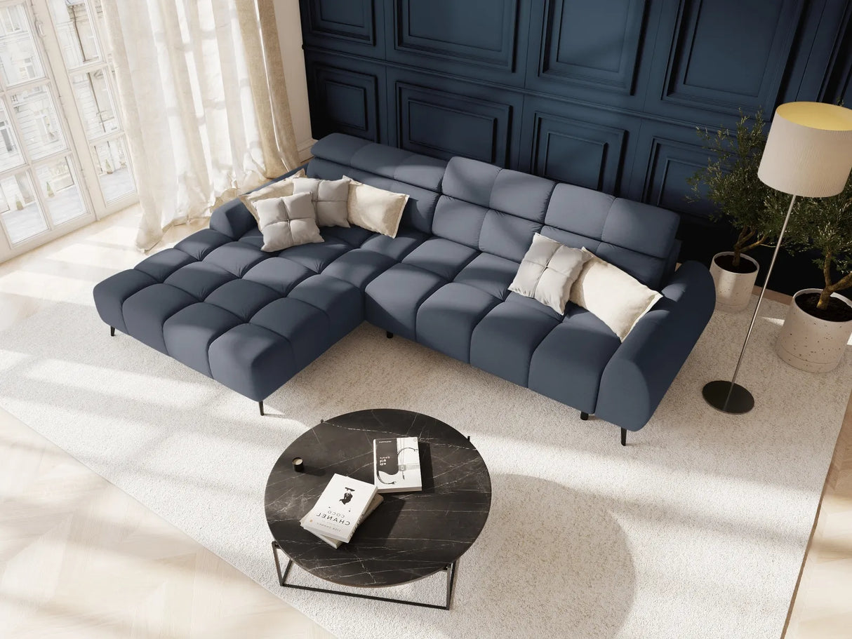 Alyse 5-Sitzer Ecksofa Links, elektrisch verstellbar, mit Bezug aus Strukturierter Stoff (Nea 86) in Dunkelblau, 295x188 cm – Bild 2