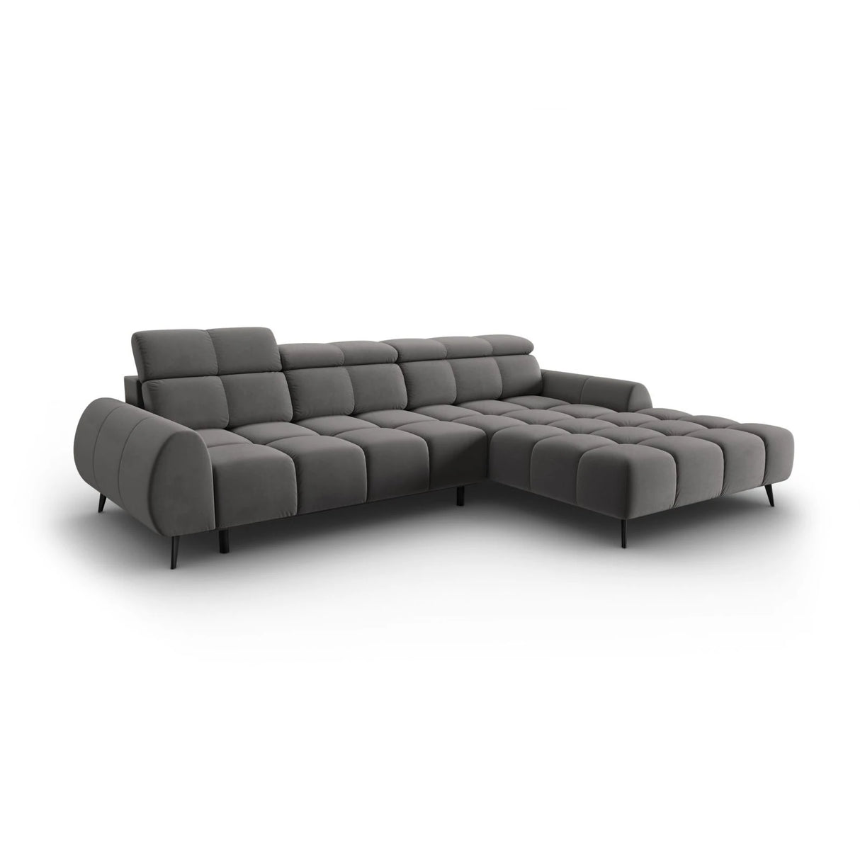 Alyse 5-Sitzer Ecksofa Rechts, elektrisch verstellbar, mit Bezug aus Samt (Bluvel 13) in Hellgrau, 295x188 cm – Bild 1