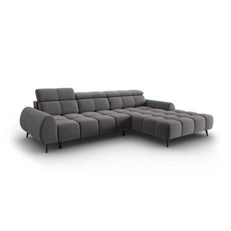 Alyse 5-Sitzer Ecksofa Rechts, elektrisch verstellbar, mit Bezug aus Samt (Bluvel 13) in Hellgrau, 295x188 cm – Bild 1