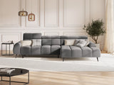 Alyse 5-Sitzer Ecksofa Rechts, elektrisch verstellbar, mit Bezug aus Samt (Bluvel 13) in Hellgrau, 295x188 cm – Bild 2