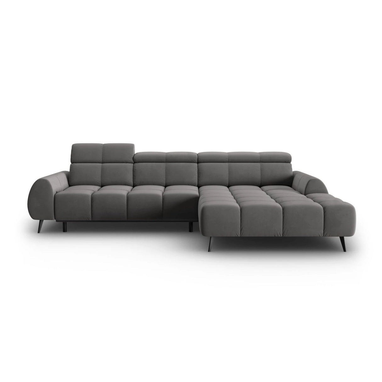 Alyse 5-Sitzer Ecksofa Rechts, elektrisch verstellbar, mit Bezug aus Samt (Bluvel 13) in Hellgrau, 295x188 cm – Bild 4