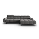 Alyse 5-Sitzer Ecksofa Rechts, elektrisch verstellbar, mit Bezug aus Samt (Bluvel 13) in Hellgrau, 295x188 cm – Bild 4