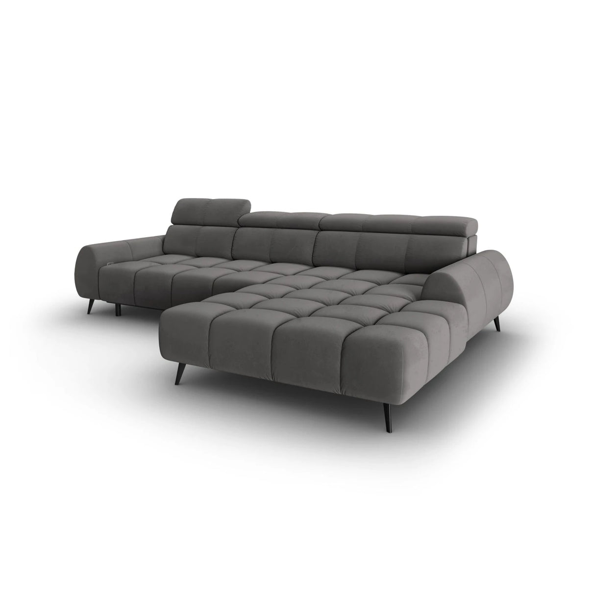 Alyse 5-Sitzer Ecksofa Rechts, elektrisch verstellbar, mit Bezug aus Samt (Bluvel 13) in Hellgrau, 295x188 cm – Bild 5