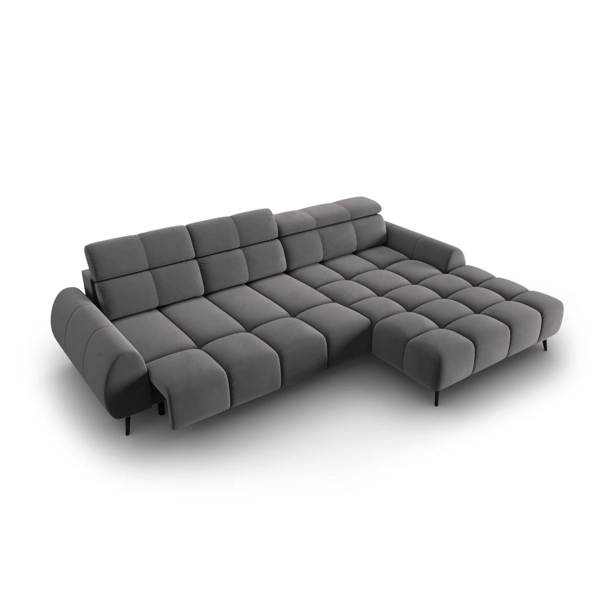 Alyse 5-Sitzer Ecksofa Rechts, elektrisch verstellbar, mit Bezug aus Samt (Bluvel 13) in Hellgrau, 295x188 cm – Bild 7