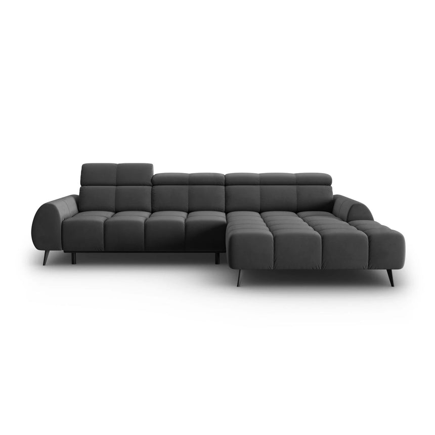 Alyse 5-Sitzer Ecksofa Rechts, elektrisch verstellbar, mit Bezug aus Samt (Bluvel 14) in Grau, 295x188 cm – Bild 4