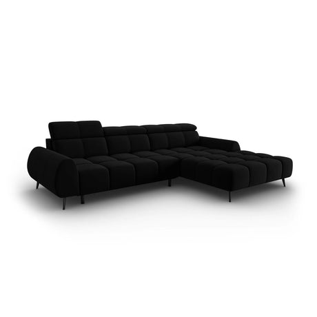 Alyse 5-Sitzer Ecksofa Rechts, elektrisch verstellbar, mit Bezug aus Samt (Bluvel 19) in Schwarz, 295x188 cm – Bild 1