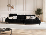 Alyse 5-Sitzer Ecksofa Rechts, elektrisch verstellbar, mit Bezug aus Samt (Bluvel 19) in Schwarz, 295x188 cm – Bild 2