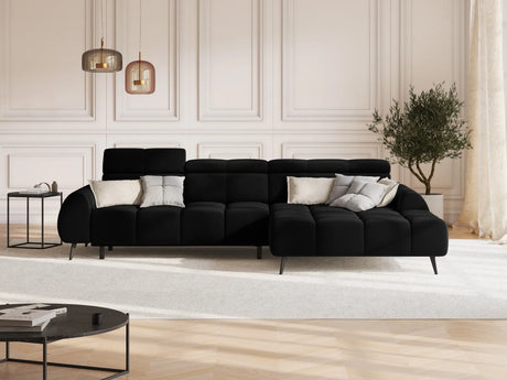 Alyse 5-Sitzer Ecksofa Rechts, elektrisch verstellbar, mit Bezug aus Samt (Bluvel 19) in Schwarz, 295x188 cm – Bild 2
