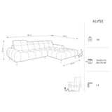 Alyse 5-Sitzer Ecksofa Rechts, elektrisch verstellbar, mit Bezug aus Samt (Bluvel 19) in Schwarz, 295x188 cm – Bild 3