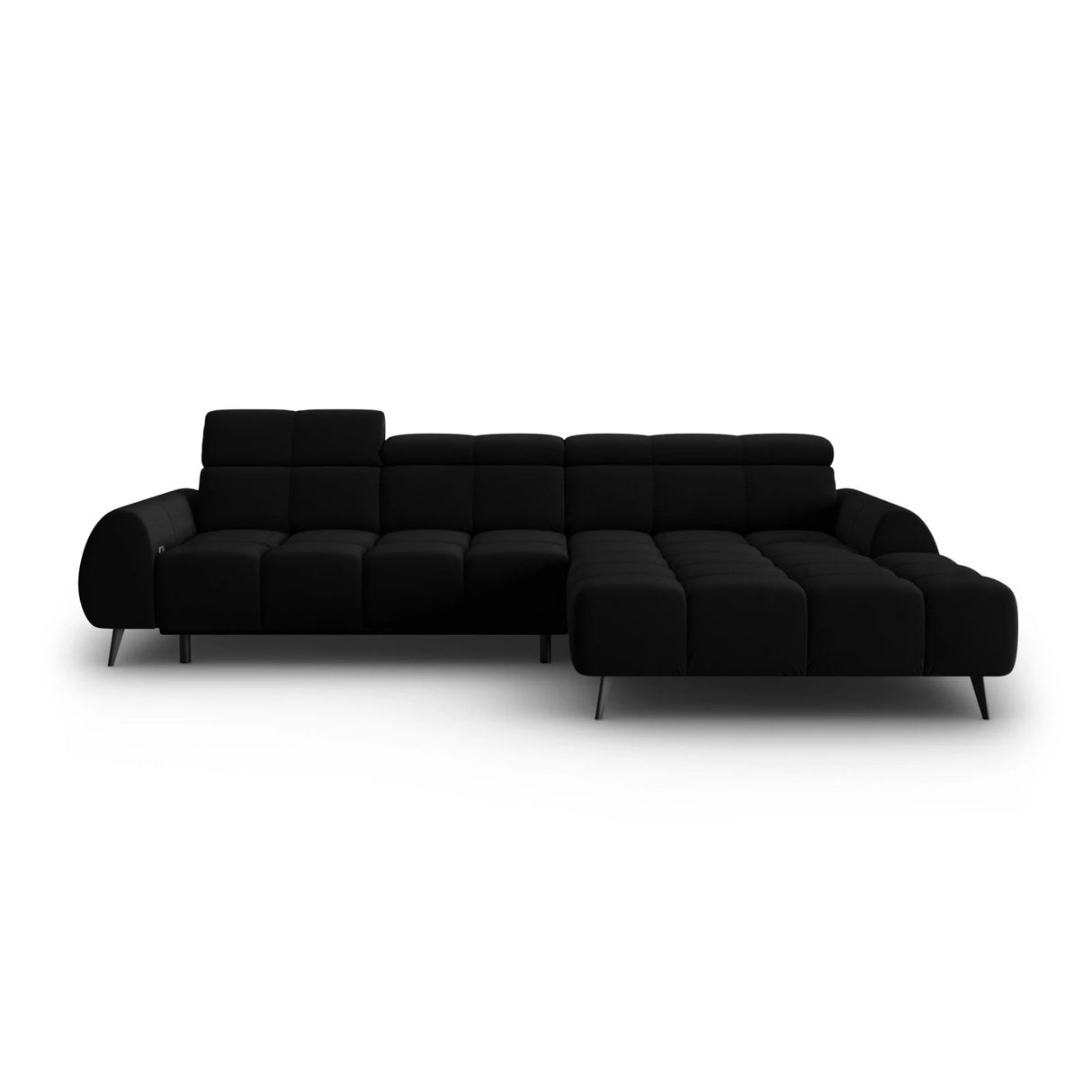 Alyse 5-Sitzer Ecksofa Rechts, elektrisch verstellbar, mit Bezug aus Samt (Bluvel 19) in Schwarz, 295x188 cm – Bild 4