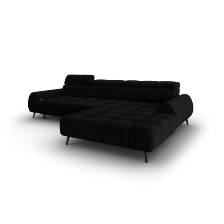 Alyse 5-Sitzer Ecksofa Rechts, elektrisch verstellbar, mit Bezug aus Samt (Bluvel 19) in Schwarz, 295x188 cm – Bild 5