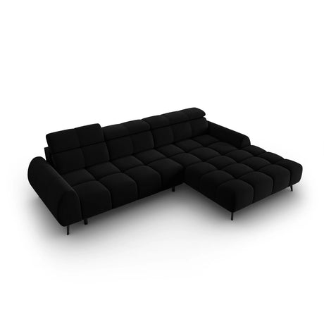 Alyse 5-Sitzer Ecksofa Rechts, elektrisch verstellbar, mit Bezug aus Samt (Bluvel 19) in Schwarz, 295x188 cm – Bild 6