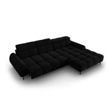 Alyse 5-Sitzer Ecksofa Rechts, elektrisch verstellbar, mit Bezug aus Samt (Bluvel 19) in Schwarz, 295x188 cm – Bild 7