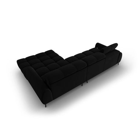Alyse 5-Sitzer Ecksofa Rechts, elektrisch verstellbar, mit Bezug aus Samt (Bluvel 19) in Schwarz, 295x188 cm – Bild 8