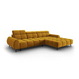 Alyse 5-Sitzer Ecksofa Rechts, elektrisch verstellbar, mit Bezug aus Samt (Bluvel 68) in Gelb, 295x188 cm – Bild 1