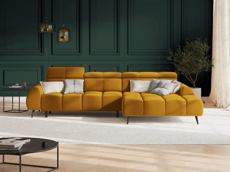Alyse 5-Sitzer Ecksofa Rechts, elektrisch verstellbar, mit Bezug aus Samt (Bluvel 68) in Gelb, 295x188 cm – Bild 2