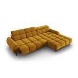 Alyse 5-Sitzer Ecksofa Rechts, elektrisch verstellbar, mit Bezug aus Samt (Bluvel 68) in Gelb, 295x188 cm – Bild 7