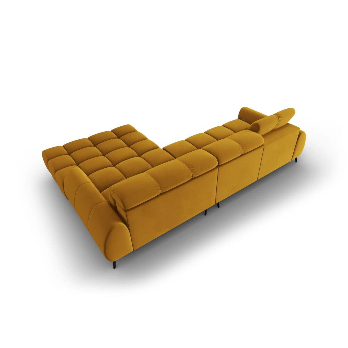 Alyse 5-Sitzer Ecksofa Rechts, elektrisch verstellbar, mit Bezug aus Samt (Bluvel 68) in Gelb, 295x188 cm – Bild 8