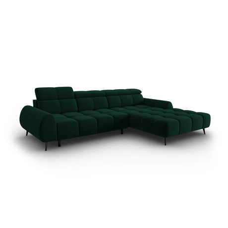 Alyse 5-Sitzer Ecksofa Rechts, elektrisch verstellbar, mit Bezug aus Samt (Bluvel 78) in Flaschengrün, 295x188 cm – Bild 1