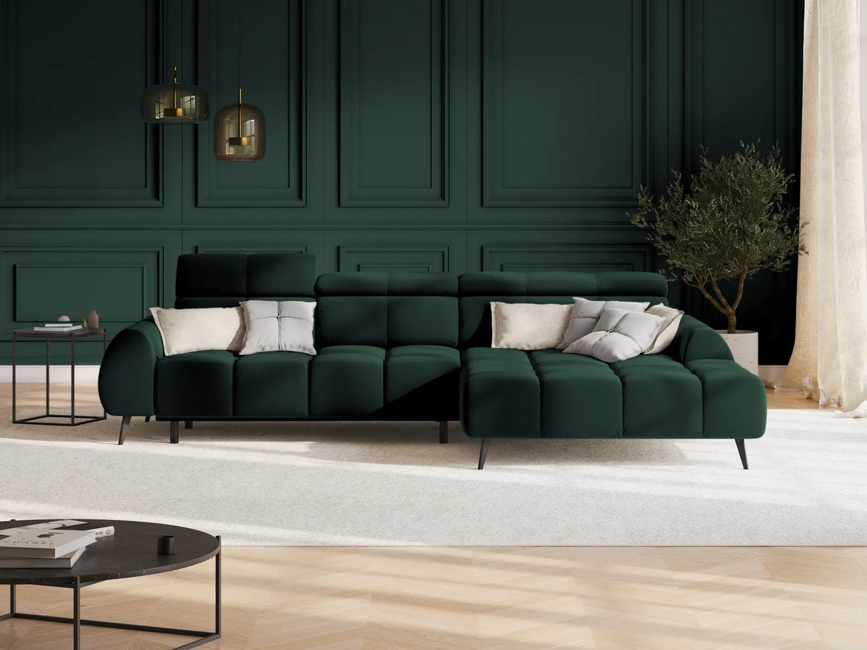 Alyse 5-Sitzer Ecksofa Rechts, elektrisch verstellbar, mit Bezug aus Samt (Bluvel 78) in Flaschengrün, 295x188 cm – Bild 2