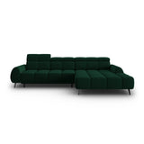 Alyse 5-Sitzer Ecksofa Rechts, elektrisch verstellbar, mit Bezug aus Samt (Bluvel 78) in Flaschengrün, 295x188 cm – Bild 4