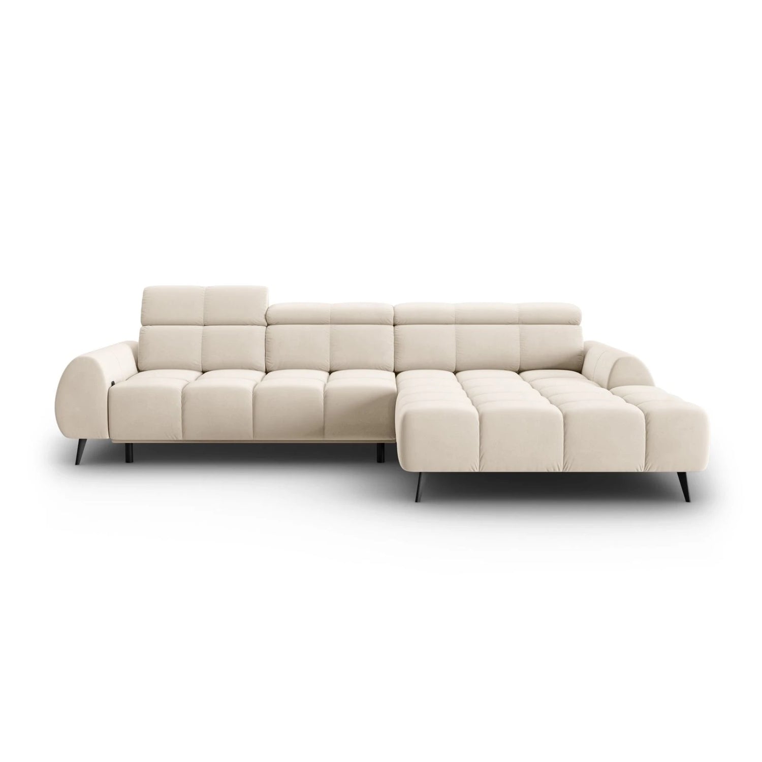 Alyse 5-Sitzer Ecksofa Rechts, elektrisch verstellbar, mit Bezug aus Samt oder Strukturstoff, 295x188 cm – Bild 4
